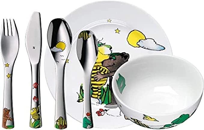WMF Fortenberg Janosch Kids Cutlery with Kids Cutlery, Set of 6, 3+ Years Old, Cromargan Stainless Steel Polished, Dishwasher Safe, Color and Food Safety