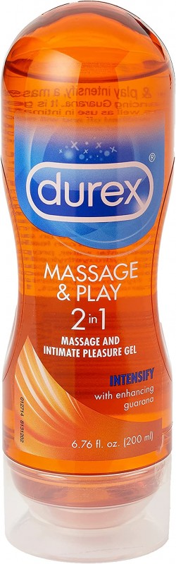 Durex Massage and Play 2-in-1 Massage Gel and Personal Lubricant, Intensify, 6.76 Ounce
